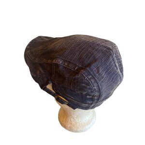 Distressed Denim Blue Newsboy Cabbie Adjustable Cap Hat